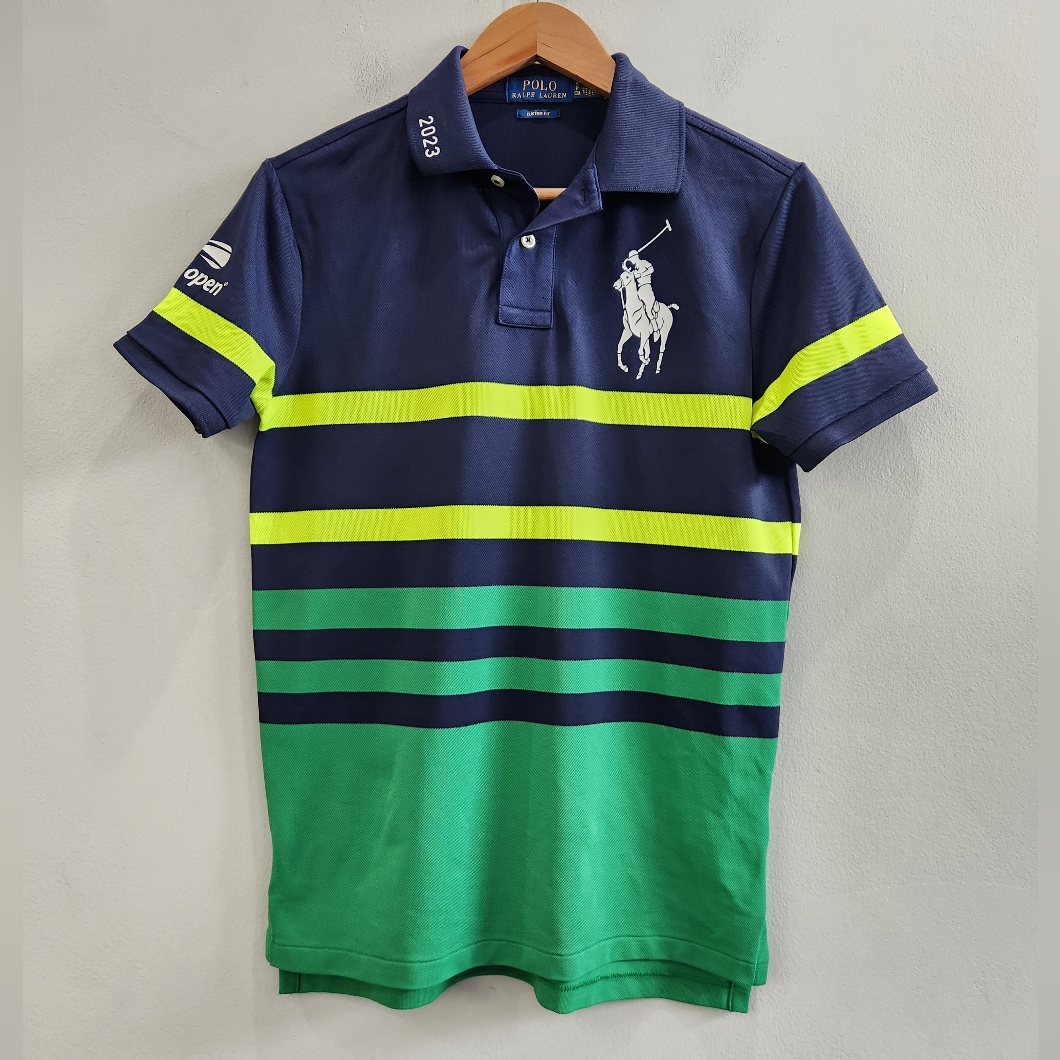 Polo Ralph Lauren Us Open 2023 Navy Green Ball Crew Polo Shirt Womens Small